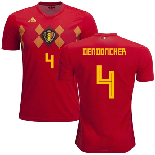 Belgium #4 Dendoncker Red Soccer Country Jersey